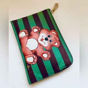 Vivienne Westwood RARE GREEN STRIPE TEDDY BEAR CLUTCH NWT AW15